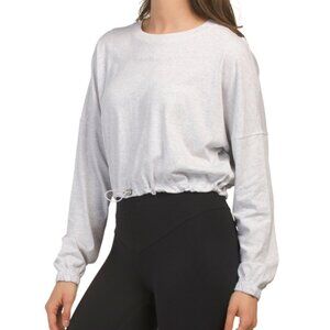 NEW CALVIN KLEIN Logo Embroidery Cropped Pullover 100% cotton heather 261tn